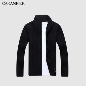 CARANFIER Brand Sweaters Men 2018 Knitted Cardigan slim Fit V-neck Zipper  Clothes Solid Ribbed bottom Sweater Knitwear Coats