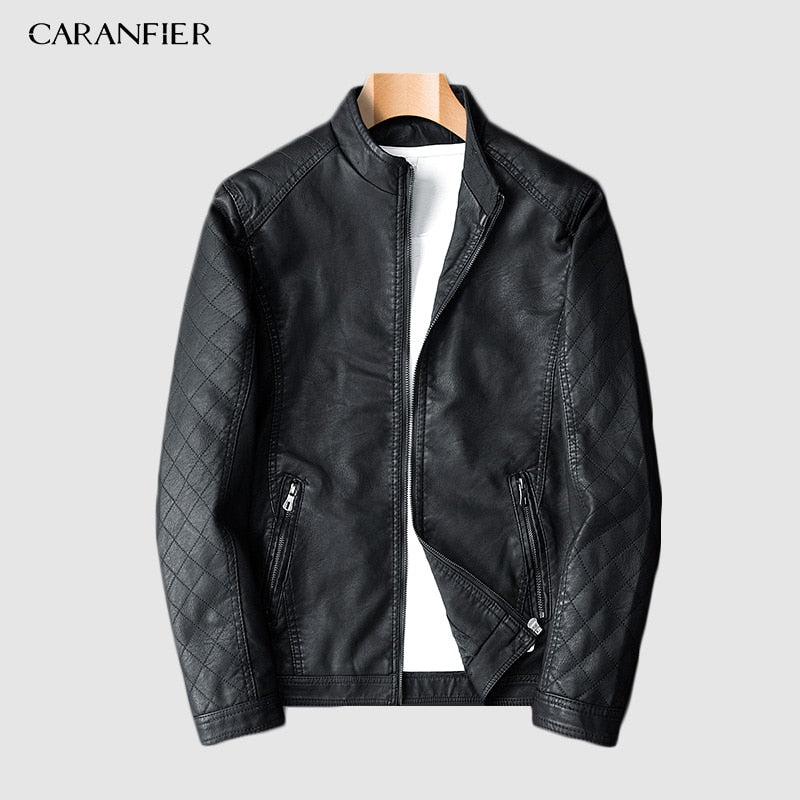 CARANFIER2019 New Arrive Motorcycle Leather Jacket Men Men's Leather Jackets Fashion Street Style Masculina Mens Leather Coats