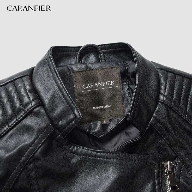 CARANFIER New Fashion Women Smooth Motorcycle Faux Leather Jackets Ladies Long Sleeve Autumn Winter Biker Streetwear Black Coat