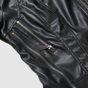 CARANFIER New Fashion Women Smooth Motorcycle Faux Leather Jackets Ladies Long Sleeve Autumn Winter Biker Streetwear Black Coat