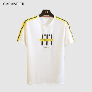 CARANFIER Men's T-shirt Short New Letter Pattern Casual Cotton Sports Loose Neutral Large Size O-neck Summer Quick-drying 2019