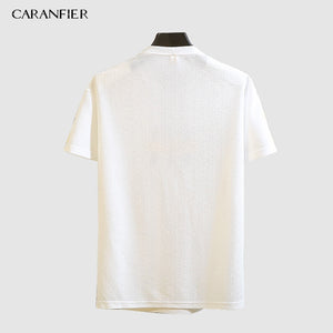 CARANFIER Men's T-shirt Short New Letter Pattern Casual Cotton Sports Loose Neutral Large Size O-neck Summer Quick-drying 2019