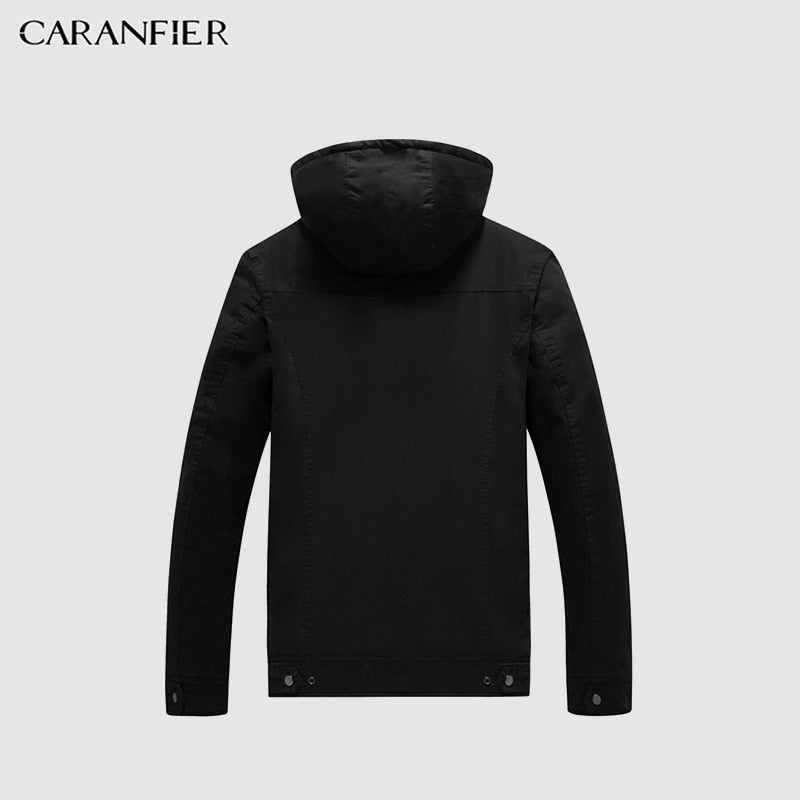 CARANFIER 2018 New Autumnal Men's Jacket Short Casual Coat Overcoat Hooded Man Jackets High Quality Fabric Men's Cotton XL-5XL