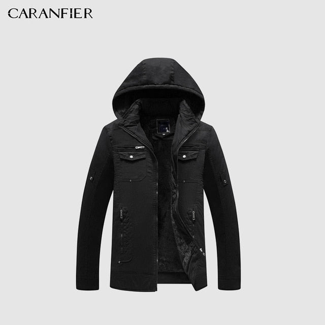 CARANFIER 2018 New Autumnal Men's Jacket Short Casual Coat Overcoat Hooded Man Jackets High Quality Fabric Men's Cotton XL-5XL