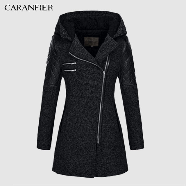 CARANFIER 2019 Female Jacket Women Warm Slim Jacket Thick Parka Overcoat Winter Outwear Hooded Zipper Coat Women's Down Jacket