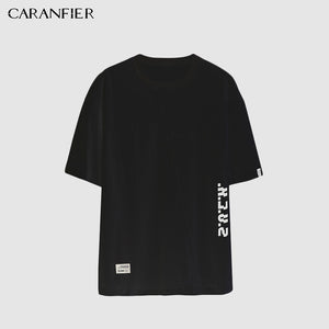 CARANFIER Loose Letter Mens T-shirts Summer Fashion Slim Casual Plants Print Tops Brand Modis O-Neck Short Sleeve Tees Camiseta